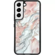Samsung Galaxy S22 Case Hülle - Silikon schwarz Rosa Leuchtender Marmor