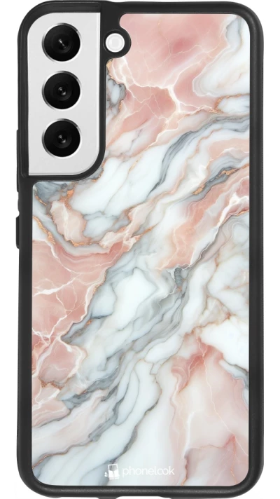 Samsung Galaxy S22 Case Hülle - Silikon schwarz Rosa Leuchtender Marmor