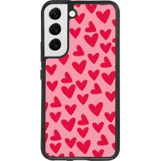 Coque Samsung Galaxy S22 - Silicone rigide noir Mom 2024 petits coeurs