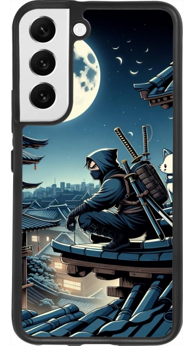 Samsung Galaxy S22 Case Hülle - Silikon schwarz Ninja unter dem Mond