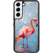 Coque Samsung Galaxy S22 - Silicone rigide noir Paint Flamingo