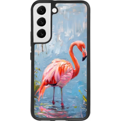 Coque Samsung Galaxy S22 - Silicone rigide noir Paint Flamingo