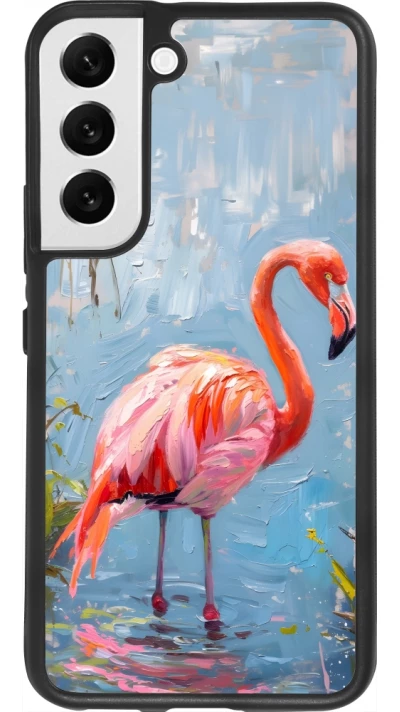 Samsung Galaxy S22 Case Hülle - Silikon schwarz Paint Flamingo