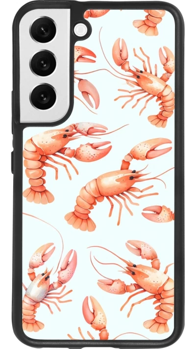 Samsung Galaxy S22 Case Hülle - Silikon schwarz Muster von pastellfarbenen Hummern