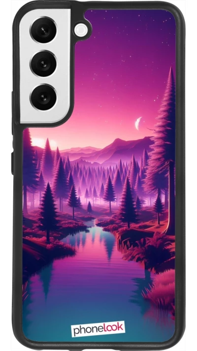 Samsung Galaxy S22 Case Hülle - Silikon schwarz Lila-rosa Landschaft