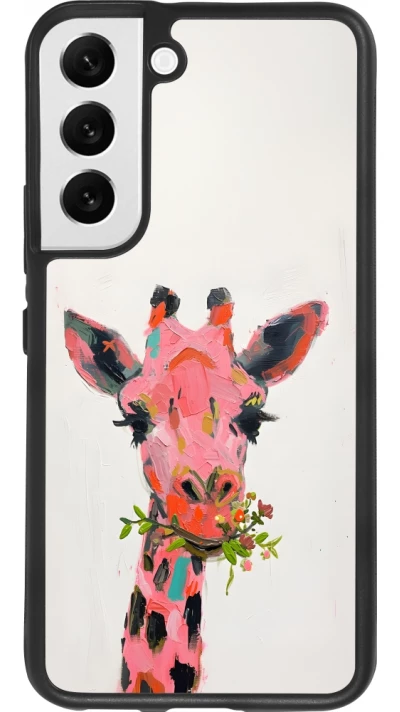 Samsung Galaxy S22 Case Hülle - Silikon schwarz Pink Girafe Paint