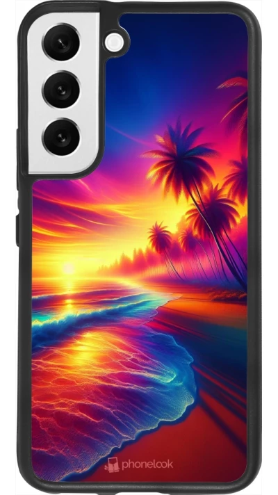 Samsung Galaxy S22 Case Hülle - Silikon schwarz Strand Sonnenuntergang auffällig