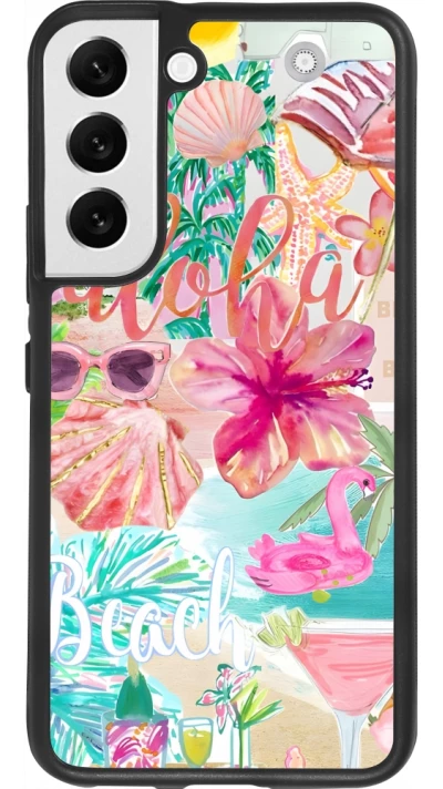 Samsung Galaxy S22 Case Hülle - Silikon schwarz Preppy Collage Aloha