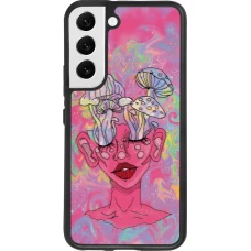 Coque Samsung Galaxy S22 - Silicone rigide noir Psychedelic pink mushroom