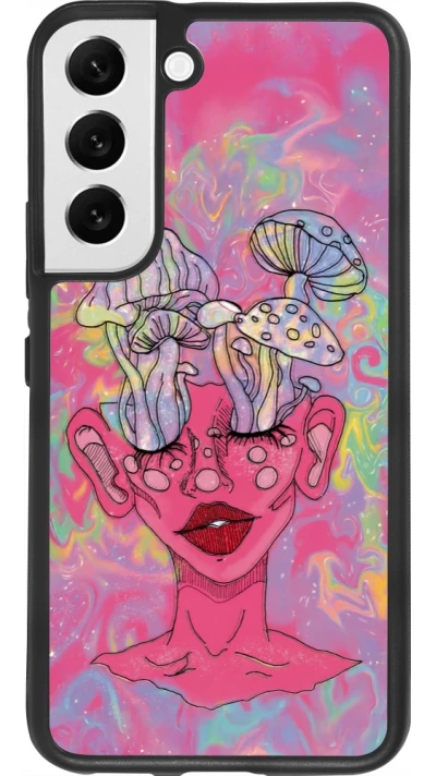 Samsung Galaxy S22 Case Hülle - Silikon schwarz Psychedelic pink mushroom