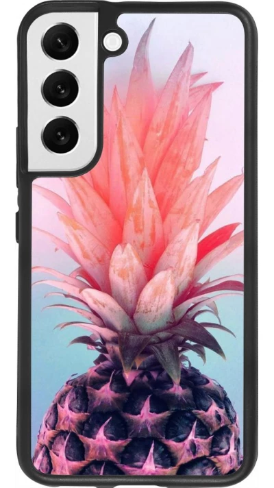 Coque Samsung Galaxy S22 - Silicone rigide noir Purple Pink Pineapple