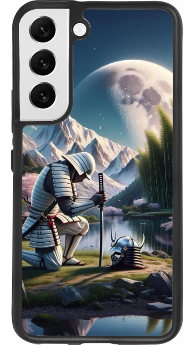 Samsung Galaxy S22 Case Hülle - Silikon schwarz Samurai Katana Mond