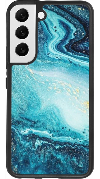 Coque Samsung Galaxy S22 - Silicone rigide noir Sea Foam Blue