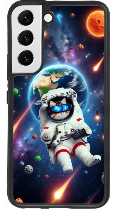 Samsung Galaxy S22 Case Hülle - Silikon schwarz VR SpaceCat Odyssee