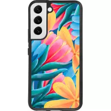 Samsung Galaxy S22 Case Hülle - Silikon schwarz Spring 23 colorful flowers
