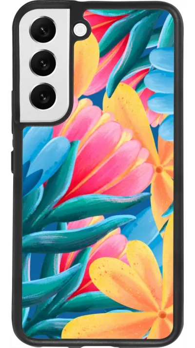 Samsung Galaxy S22 Case Hülle - Silikon schwarz Spring 23 colorful flowers