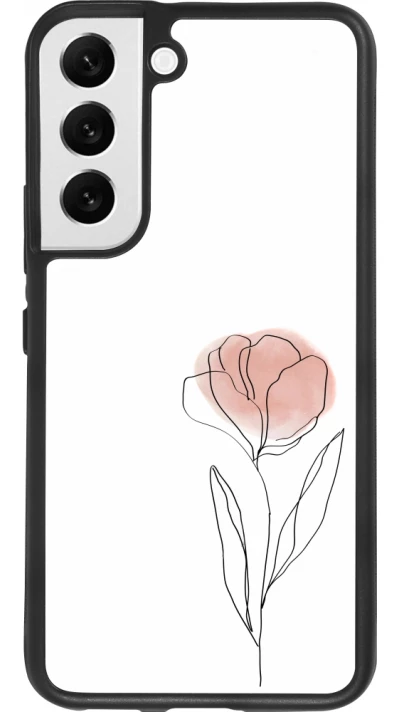 Samsung Galaxy S22 Case Hülle - Silikon schwarz Spring 23 minimalist flower