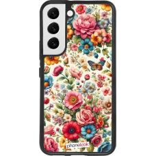 Coque Samsung Galaxy S22 - Silicone rigide noir Spring 25 printemps fleuri
