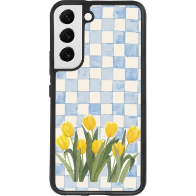 Coque Samsung Galaxy S22 - Silicone rigide noir Blue vichy tulips Spring 2026