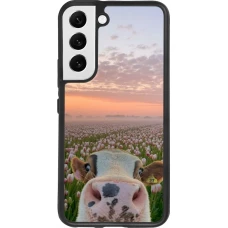Coque Samsung Galaxy S22 - Silicone rigide noir Cow with tulips Spring 2026