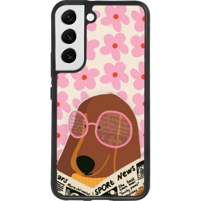 Coque Samsung Galaxy S22 - Silicone rigide noir Dog with newspaper Spring 2026