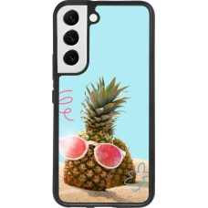 Coque Samsung Galaxy S22 - Silicone rigide noir Pineapple with glasses Summer 2026