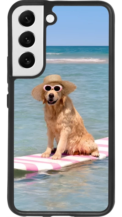 Samsung Galaxy S22 Case Hülle - Silikon schwarz Summer Dog on Paddle