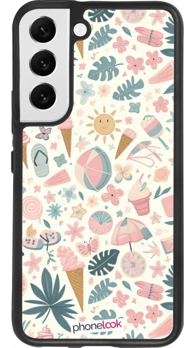 Samsung Galaxy S22 Case Hülle - Silikon schwarz Sommer Pink Muster