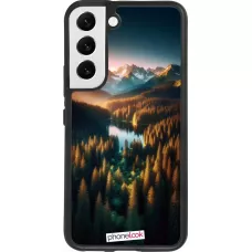 Samsung Galaxy S22 Case Hülle - Silikon schwarz Sonnenuntergang Waldsee