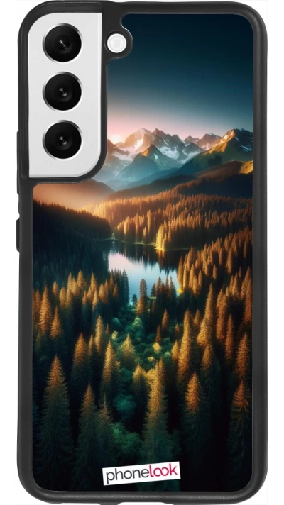 Samsung Galaxy S22 Case Hülle - Silikon schwarz Sonnenuntergang Waldsee