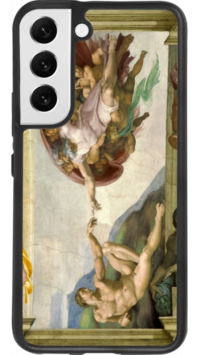 Samsung Galaxy S22 Case Hülle - Silikon schwarz Kunstbild - Die Erschaffung Adams - Michelangelo