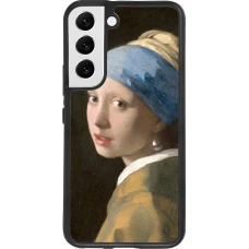 Coque Samsung Galaxy S22 - Silicone rigide noir Tableau art - La Jeune fille à la perle - Johannes Vermeer