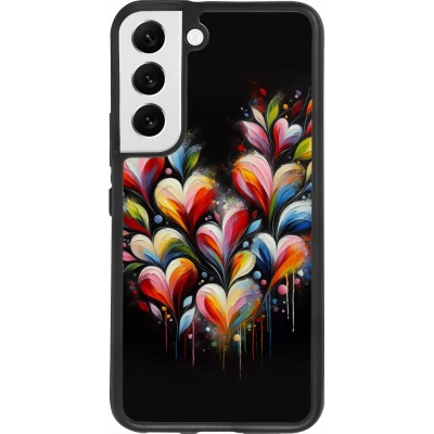 Coque Samsung Galaxy S22 - Silicone rigide noir Valentine 2024 Coeur Noir Abstrait