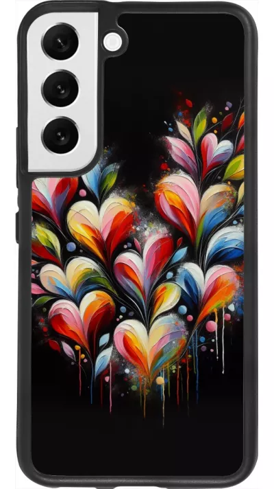 Samsung Galaxy S22 Case Hülle - Silikon schwarz Valentin 2024 Schwarzes Herz Abstrakt