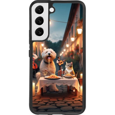 Coque Samsung Galaxy S22 - Silicone rigide noir Valentine 2024 Dog & Cat Candlelight