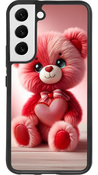 Samsung Galaxy S22 Case Hülle - Silikon schwarz Valentin 2024 Rosaroter Teddybär