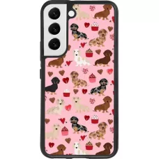 Coque Samsung Galaxy S22 - Silicone rigide noir Valentine 2024 puppy love