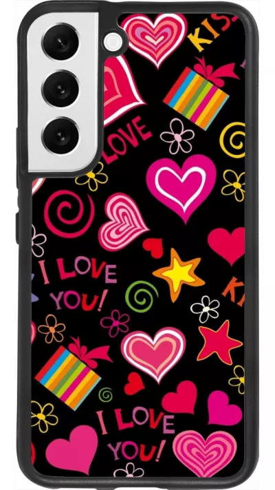 Samsung Galaxy S22 Case Hülle - Silikon schwarz Valentine 2023 love symbols