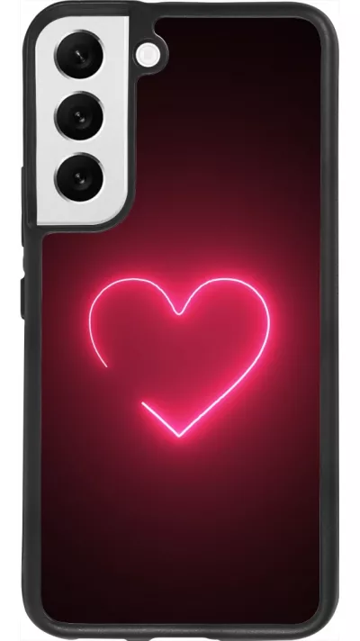 Samsung Galaxy S22 Case Hülle - Silikon schwarz Valentine 2023 single neon heart