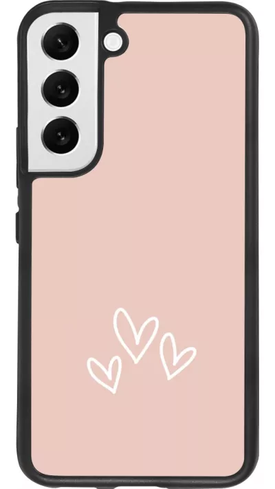 Samsung Galaxy S22 Case Hülle - Silikon schwarz Valentine 2023 three minimalist hearts