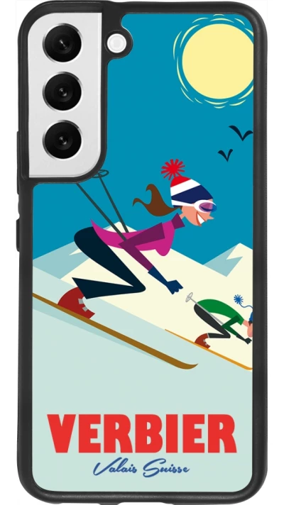 Samsung Galaxy S22 Case Hülle - Silikon schwarz Verbier Ski Downhill