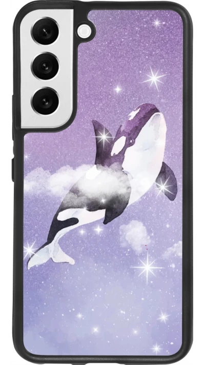 Coque Samsung Galaxy S22 - Silicone rigide noir Whale in sparking stars