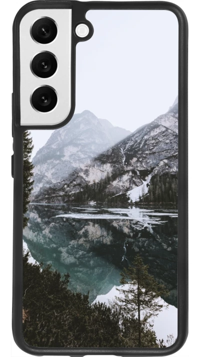 Samsung Galaxy S22 Case Hülle - Silikon schwarz Winter 22 snowy mountain and lake