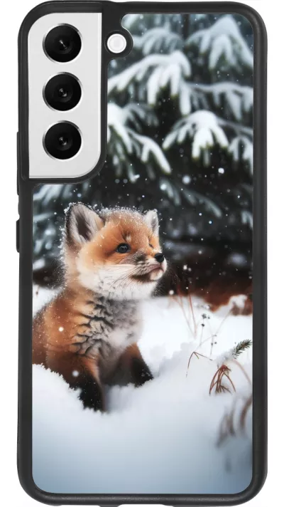 Samsung Galaxy S22 Case Hülle - Silikon schwarz Weihnachten 2023 Fuechslein Tanne