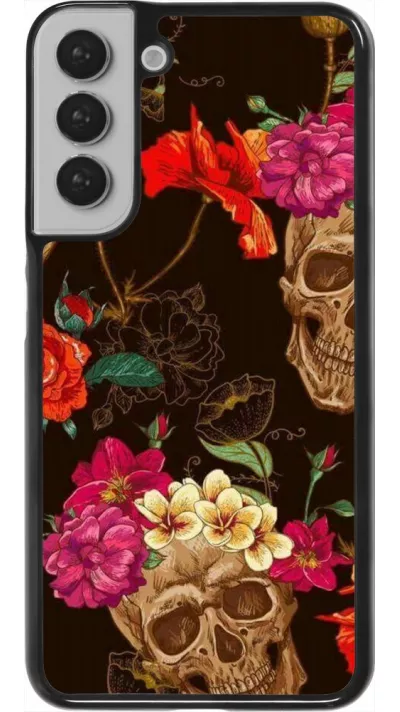 Coque Samsung Galaxy S22+ - Skulls and flowers