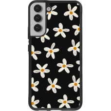 Samsung Galaxy S22+ Case Hülle - Silikon schwarz Easter 2024 white on black flower