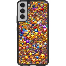 Coque Samsung Galaxy S22+ - Silicone rigide noir Emoji mixed