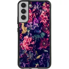 Coque Samsung Galaxy S22+ - Silicone rigide noir Flowers Dark
