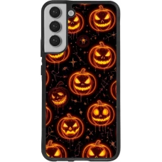 Coque Samsung Galaxy S22+ - Silicone rigide noir Halloween 2026 Pattern Pumpkins