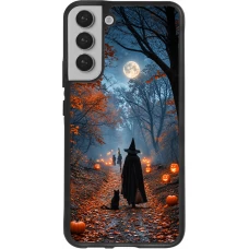 Coque Samsung Galaxy S22+ - Silicone rigide noir Halloween 2026 Witch with a cat